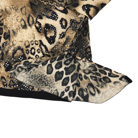 JOSEPH RIBKOFF Leopard Print Sequin 3/4 Sleeve Blouse Top Women's Sz 12 - Picture 8 of 8